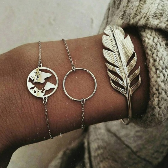 NEW!💙💎BUNDLE OF 3! LAYER BRACELETS! FEATHER!💎💙 - Picture 2 of 15